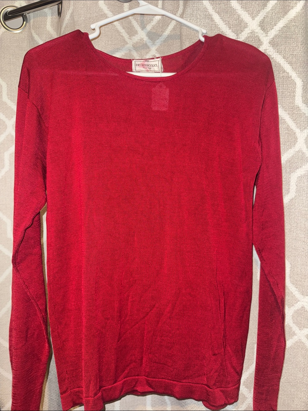 Henri Bendel Silk Red Women's Lightweight Crewneck Sweater Size S